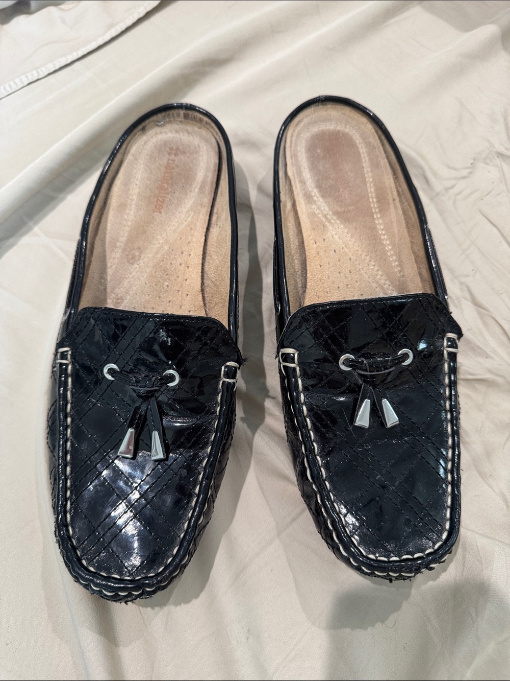 Naturalizer Black Patent Tassel Slip-On Mules size 10